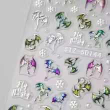 5D Y2K Dragon Nail Stickers – Metallic Gradient Nail Decals